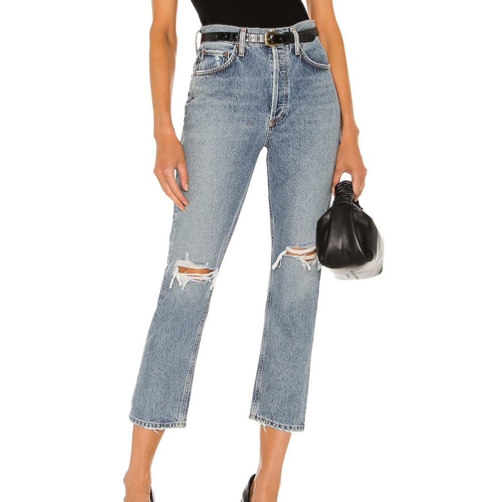 Agolde Riley High Rise Straight Crop in Escalate